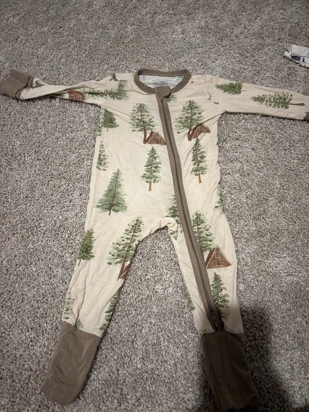 Angel Dear Pine Tree Footed Romper Size 0-3M